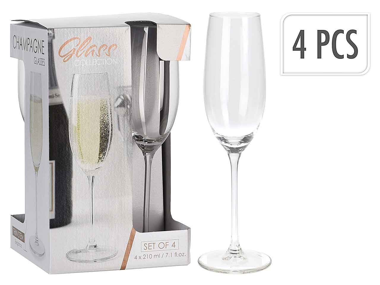 FLUTES CHAMPAGNE VETRO 21cl 4pz CC7001520