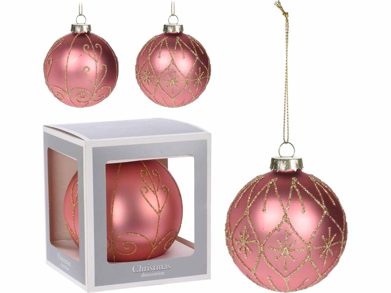 SFERA IN VETRO 14CM ROSA ACT407150