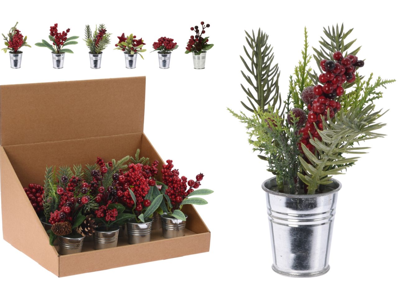VASO METAL CON PIANTA NATALIZ CAA124320