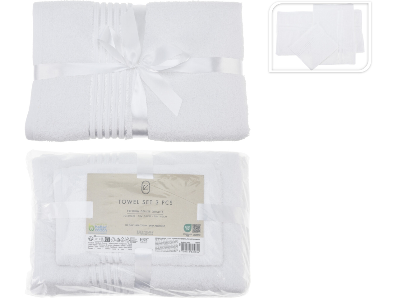 SET ASCIUGAMANI 3PZ BIANCO HD1001240