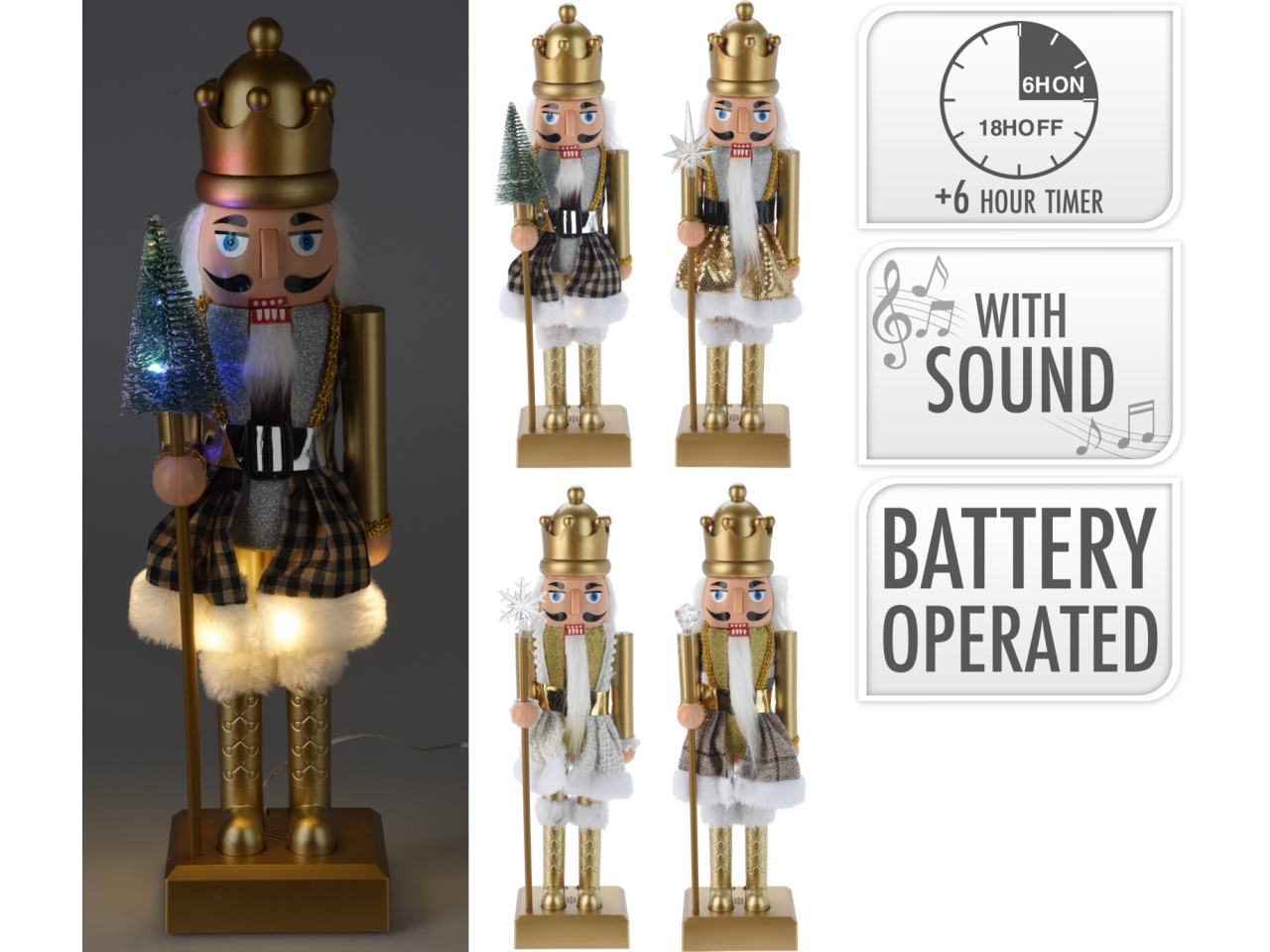 SCHIACCIANOCI 40CM ORO LED AZX000210