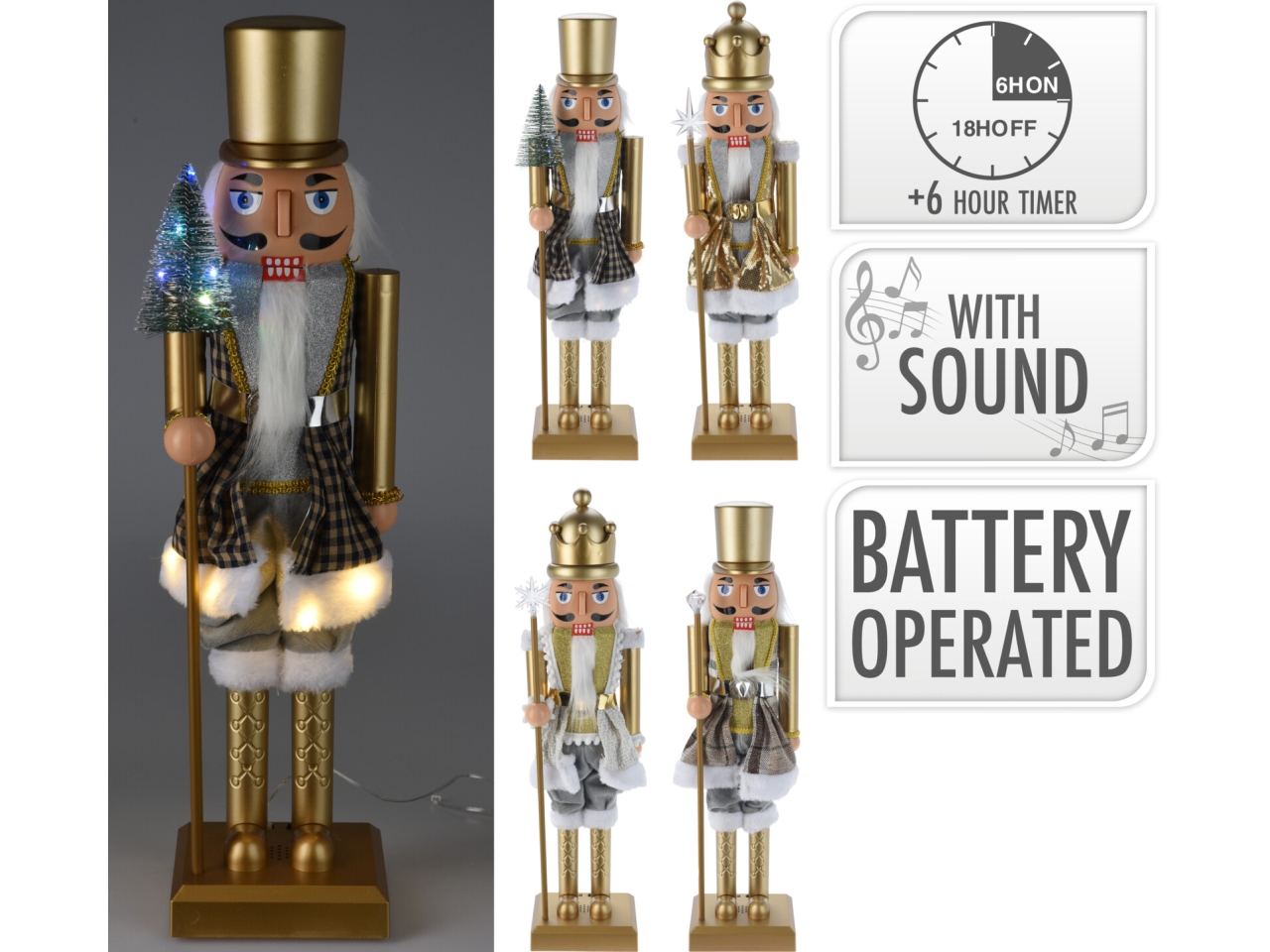 SCHIACCIANOCI 57CM ORO LED AZX000220