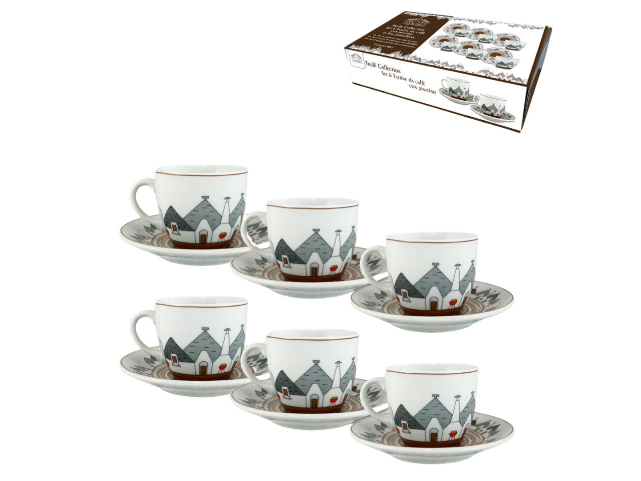 TRULLI TAZZE CAFFE C/PIATTO 6PZ 70084