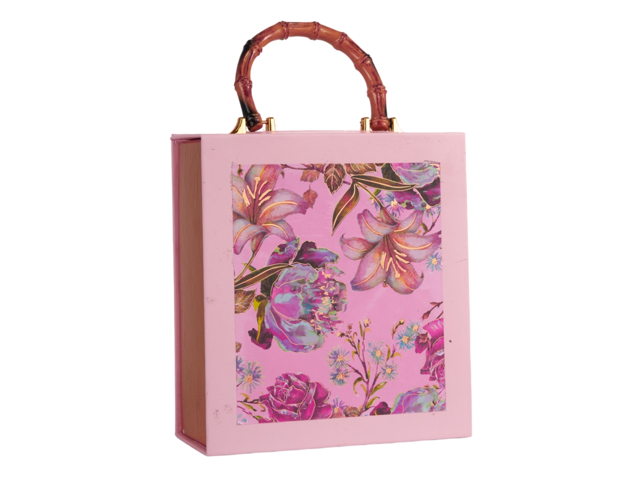 BORSA CARTONE MANICO BAMBOO ROSA A24128