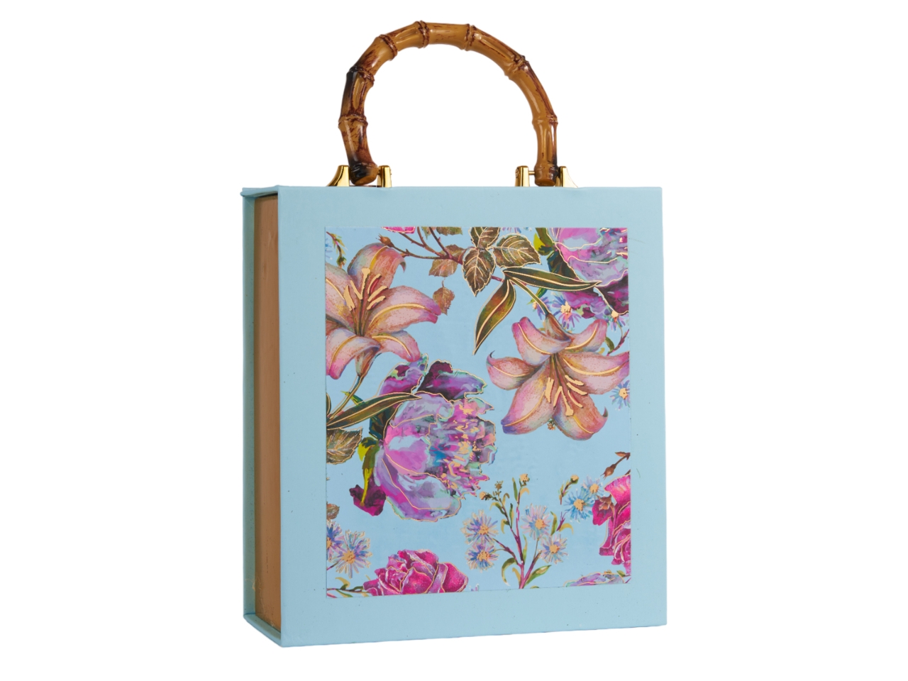 BORSA CARTONE MANICO BAMBOO BLU A24128 BORSA CARTONE MANICO BAMBOO BLU A24128