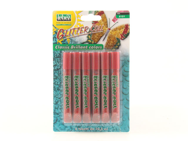 COLLA GLITTER 6 TUBI 10,5ml ROSSO 5131