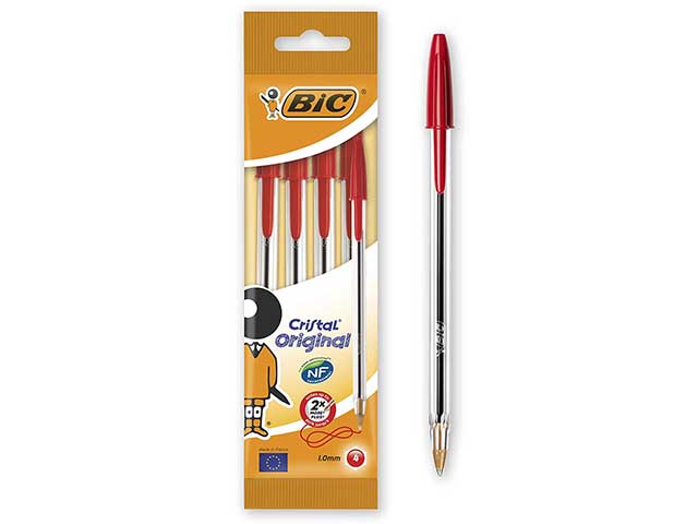 PENNA CRISTAL MEDIUM 4pz ROSSA 8308611 PENNA CRISTAL MEDIUM 4pz ROSSA 8308611