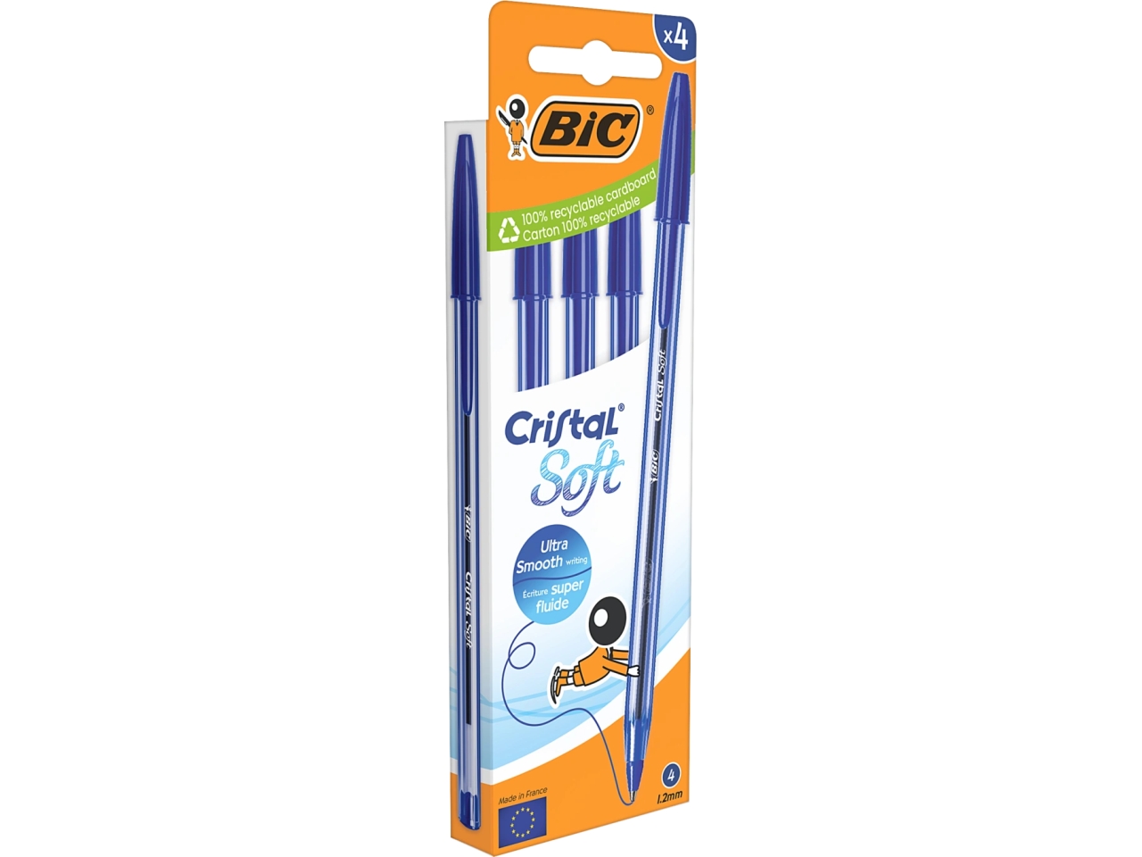 PENNA CRISTAL SOFT 4PZ BLU 516341 PENNA CRISTAL SOFT 4PZ BLU 516341