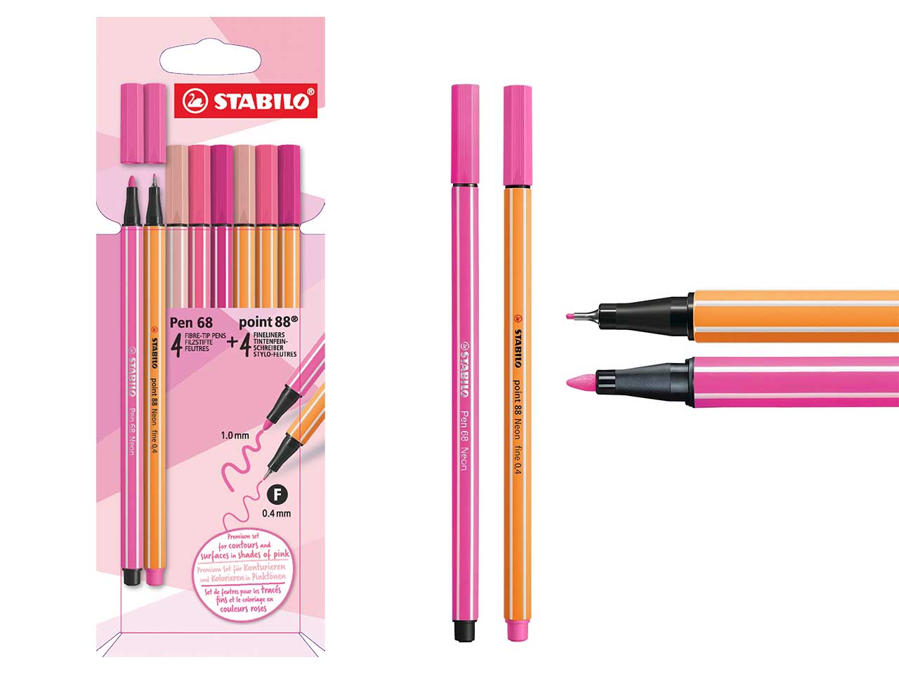 STABILO PEN68+POINT88ROSA 8PZ D/87-3576