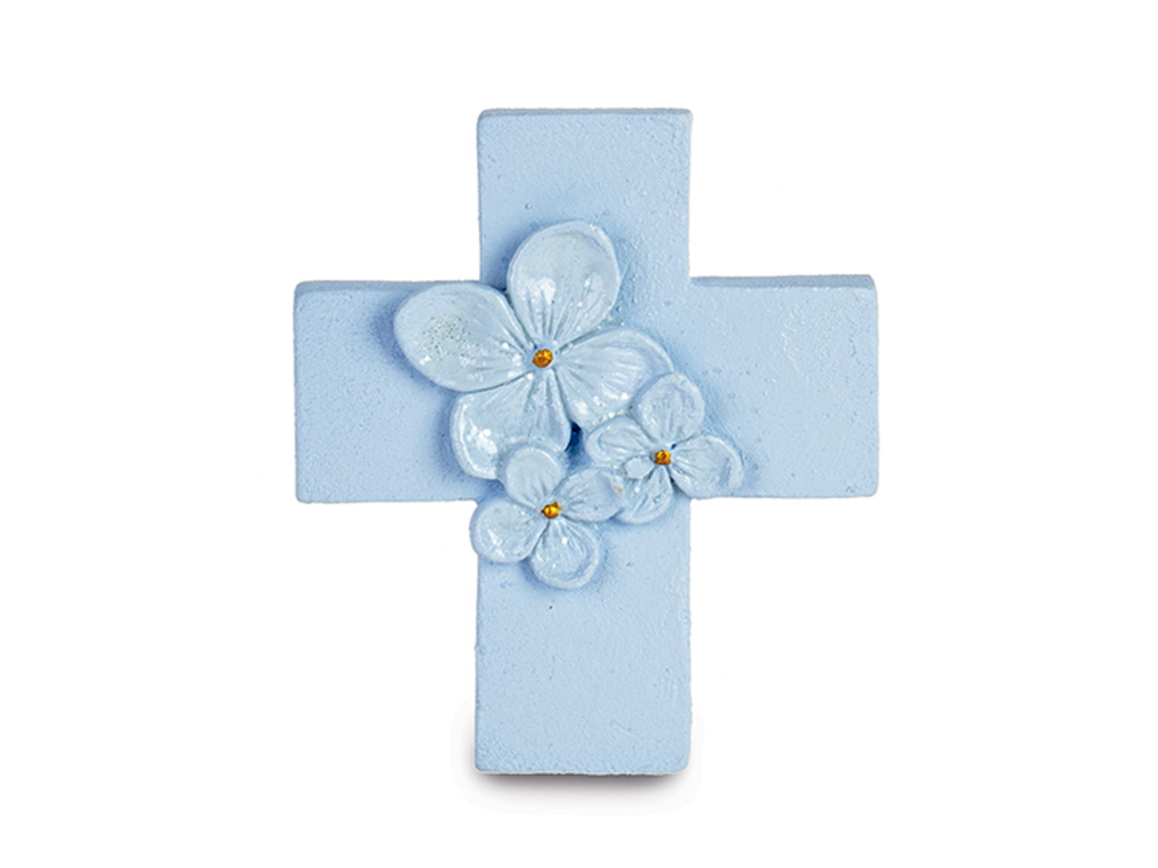 MAGNETE CROCE AZZURRA CON FIORI 29383M