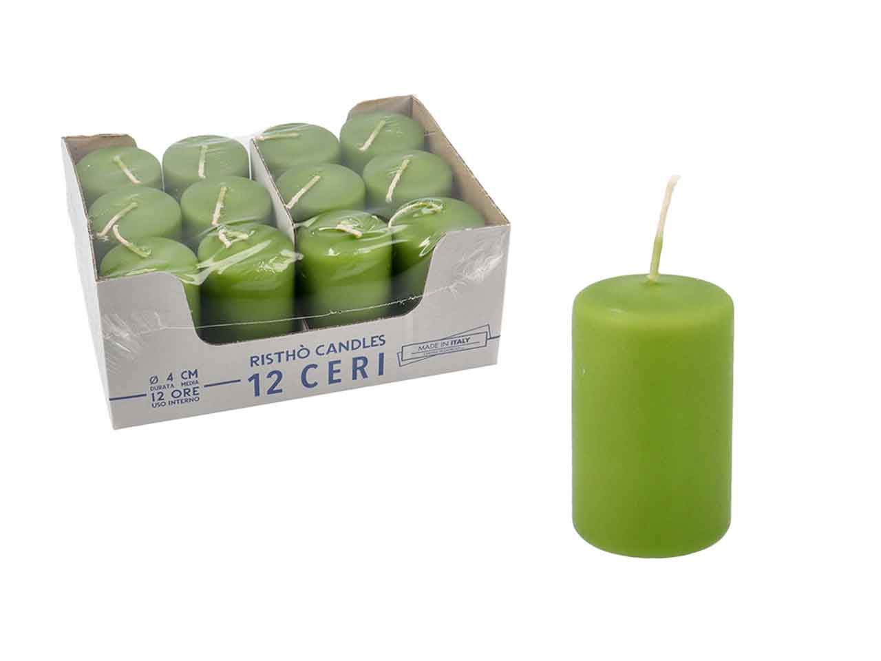 CANDELA MOCCOLO 40×7 12pz KIWI 56200.44