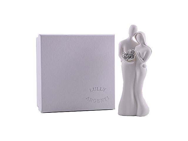 COPPIA SPOSI H.12cm C/CUORE ARGENTO 4249/785