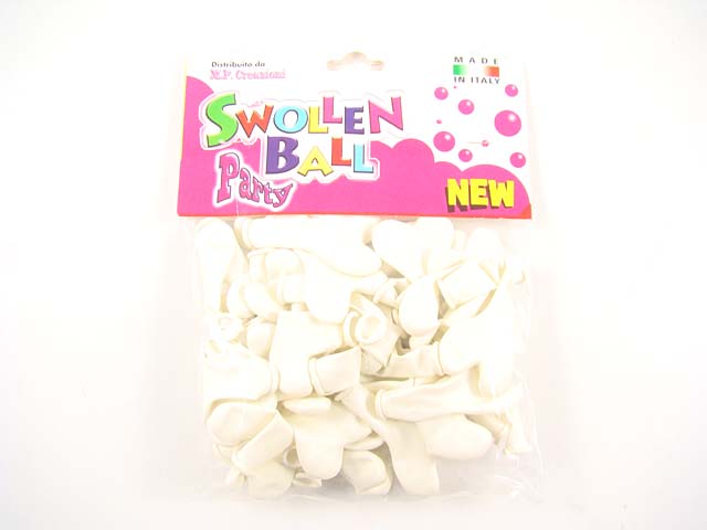PALLONCINI GOMMA 50pz CUORE BIANCO 1026