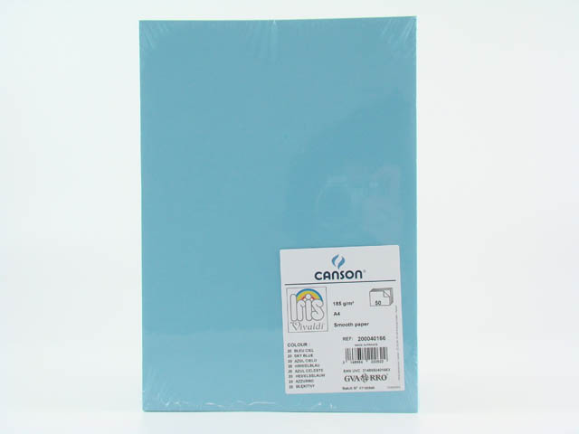 FOGLI VIVALDI A4 185G BLU CIELO 20 PZ.50