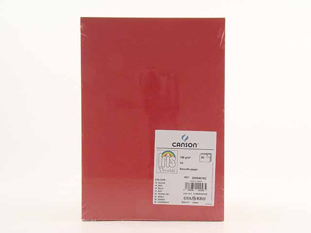 FOGLI VIVALDI A4 185G ROSSO 15 PZ.50