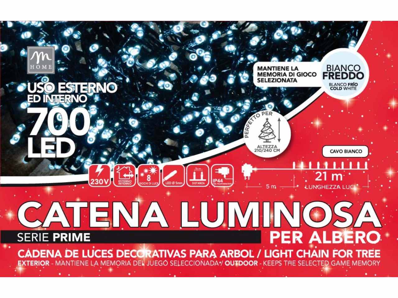 CATENA LUMINOSA 700 LED COLORE BI 89073