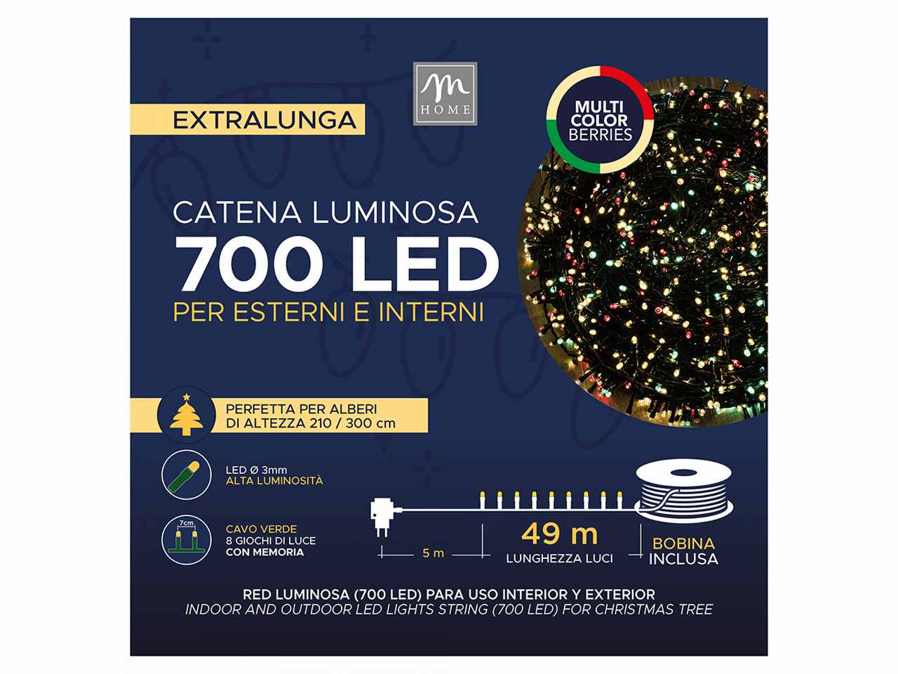 CATENA LUMINOSA 700 LED COLORE BE 89813