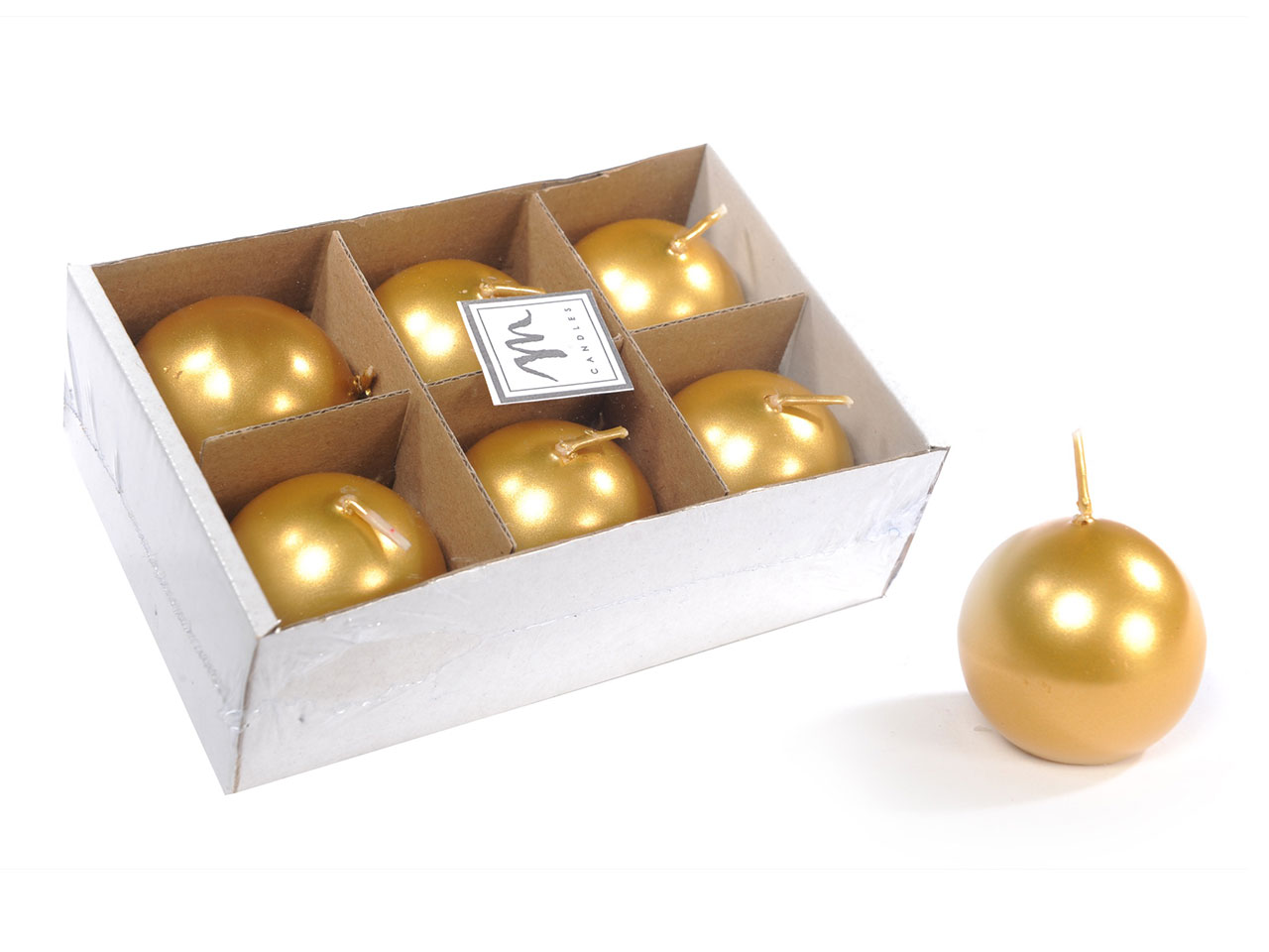 CANDELA SFERA LUCIDE ORO 5CM 6PZ 90304 CANDELA SFERA LUCIDE ORO 5CM 6PZ 90304