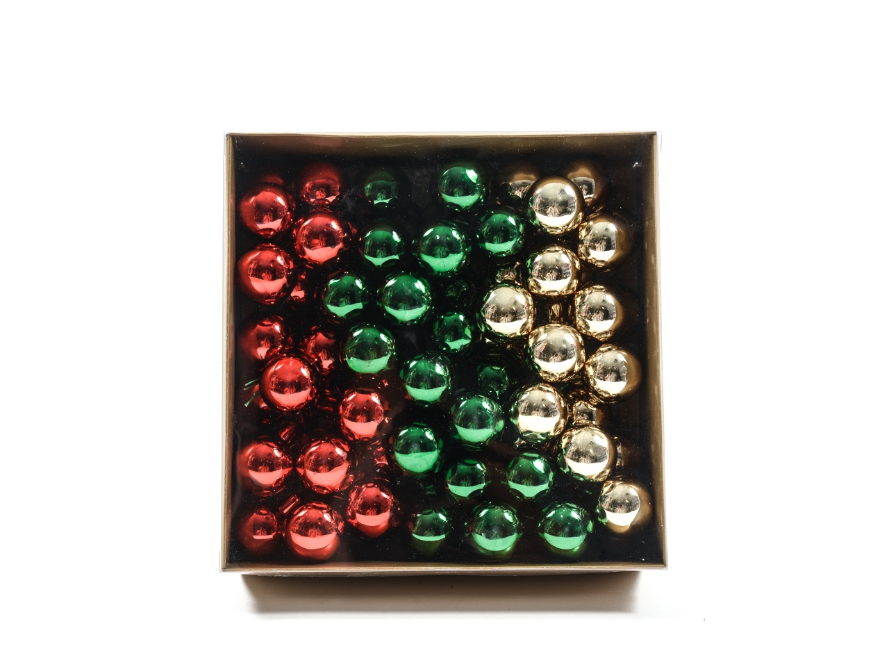 PALLA VETRO 3CM 72PZ ORO VERDE E ROSSO 24088