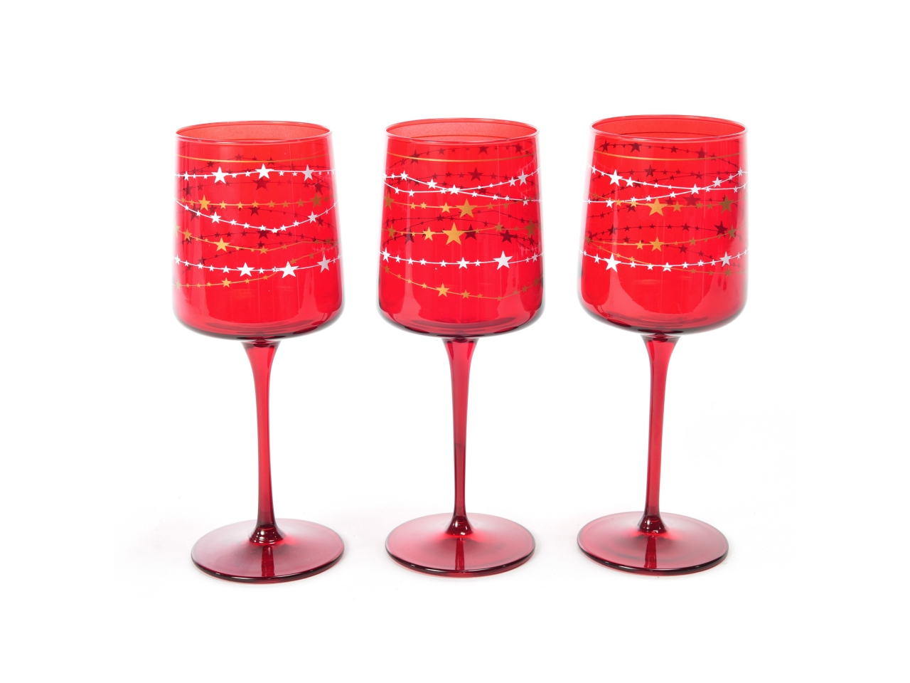 ELEGANT RED STARS CALICI 320ML3PZ 52745