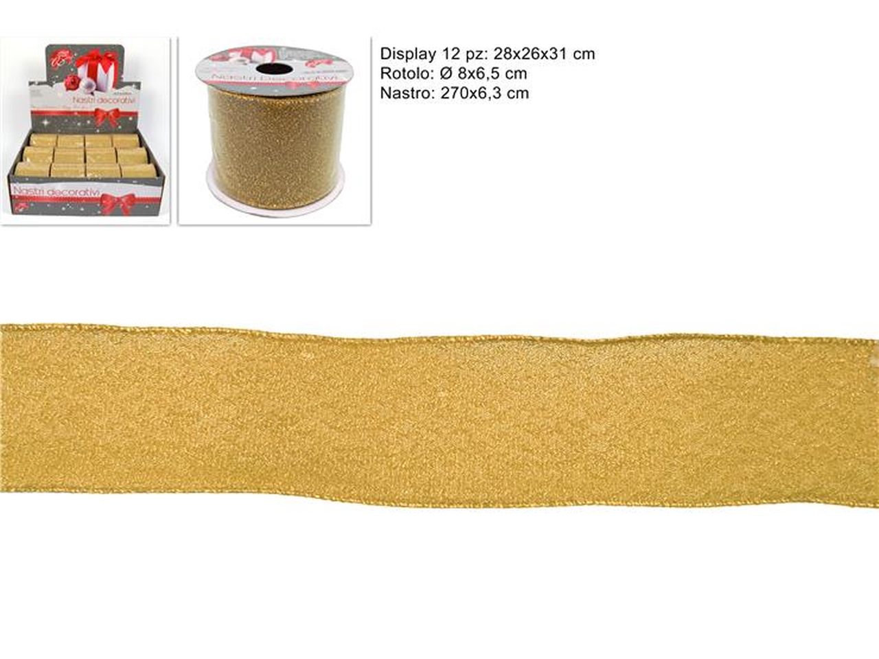 NASTRO GLITTER 6,3CMX2,7MT ORO XNA14006361