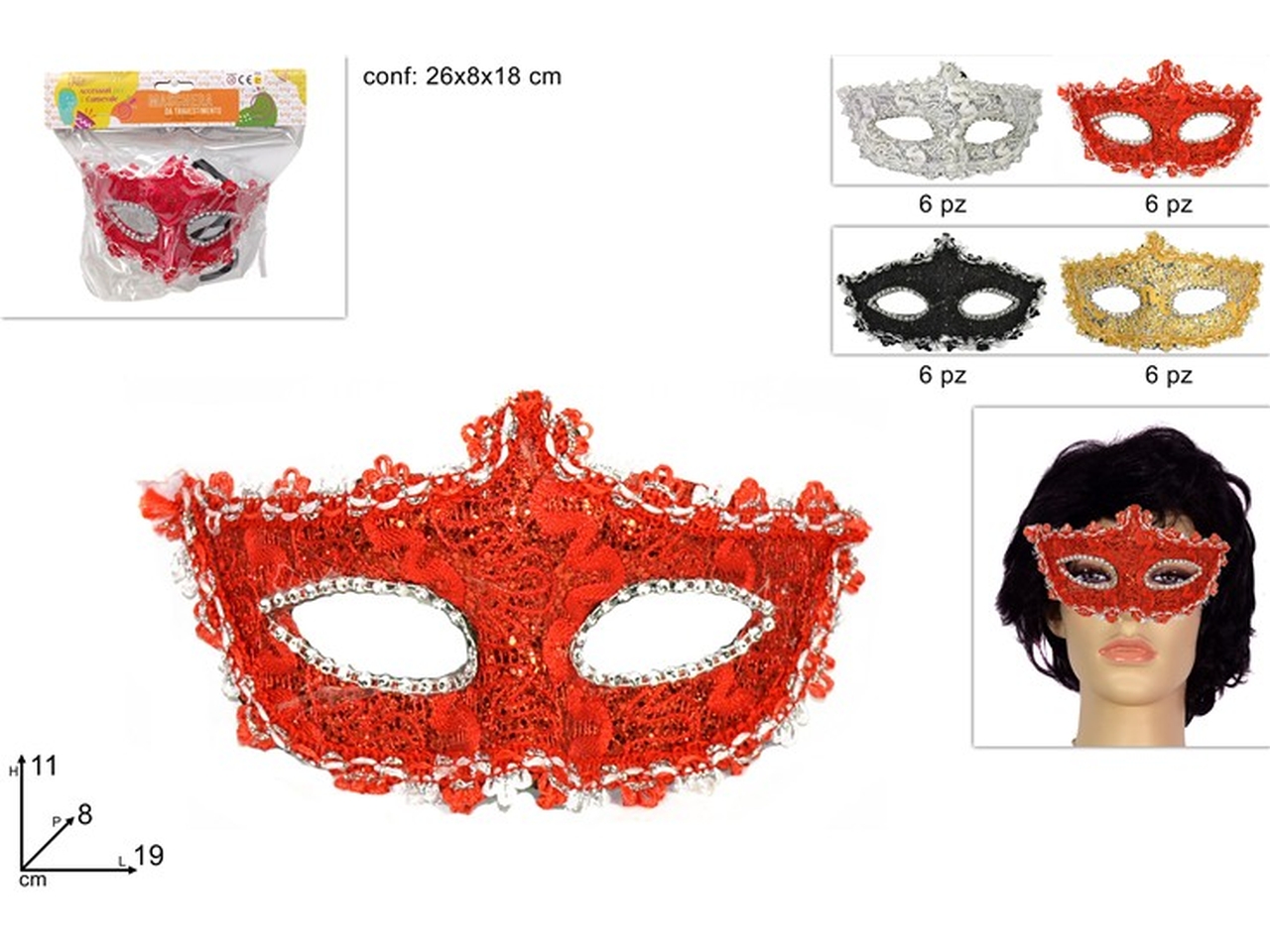 MASCHERA DECORATA CON STRASS COL. ASS. XCA15000801