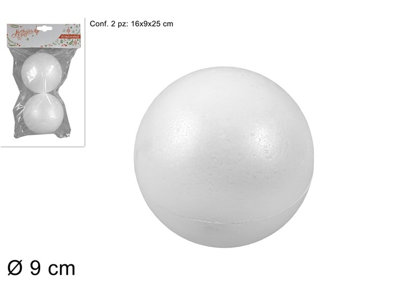 SFERA POLISTIROLO 9cm 2PZ JE000951 SFERA POLISTIROLO 9cm 2PZ JE000951