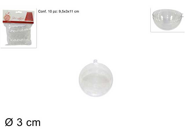 SFERA PLASTICA TRASP.3cm 10pz