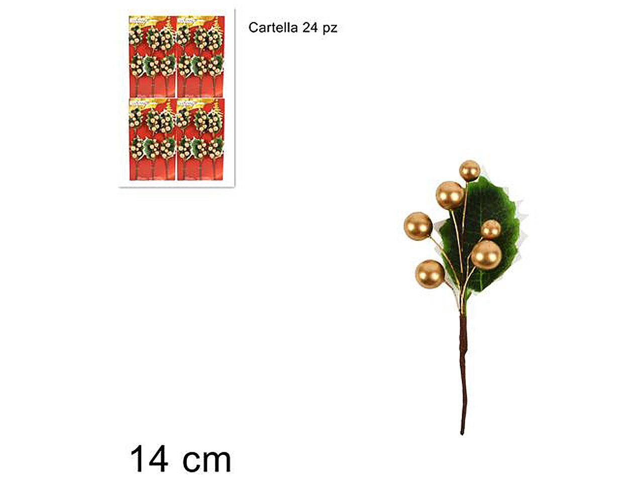 PICK 14CM C/BACCHE ORO E AGRIFOGLIO XNA21002351