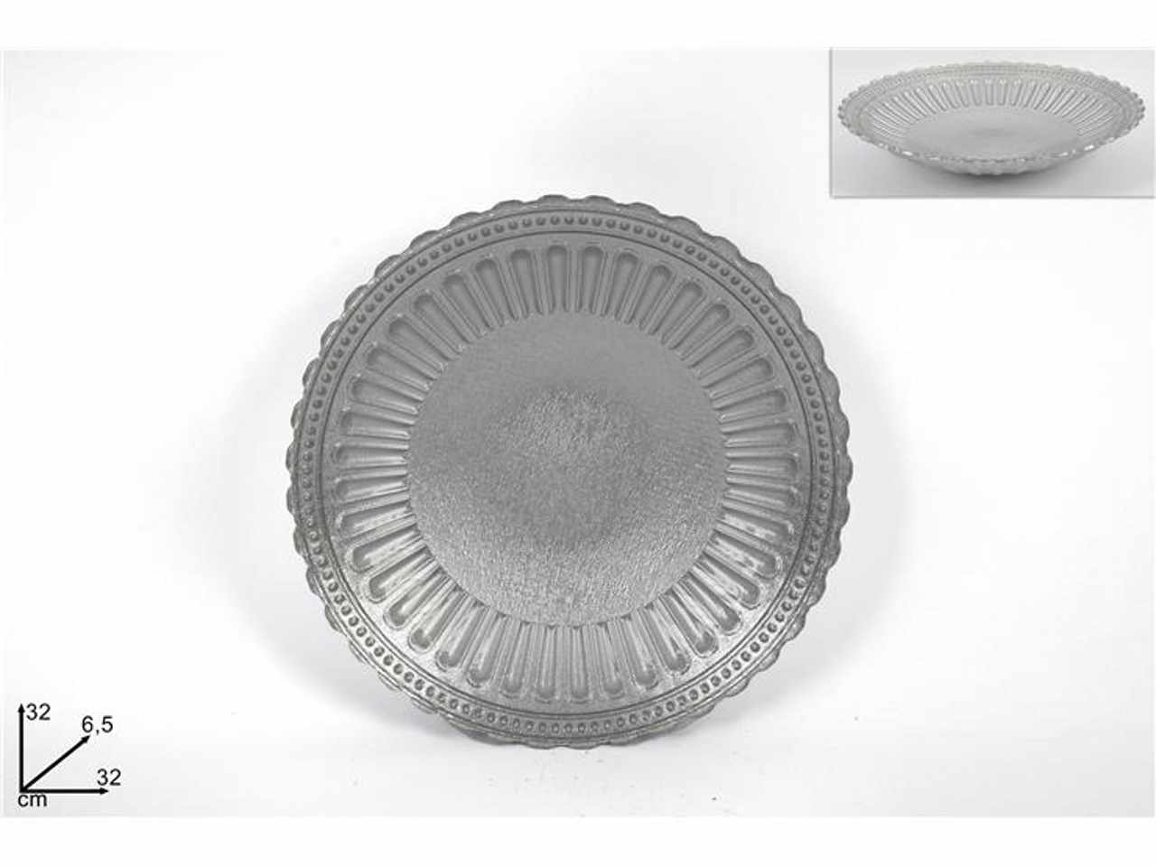 CENTROTAVOLA VETRO 32CM SILVER CM003401