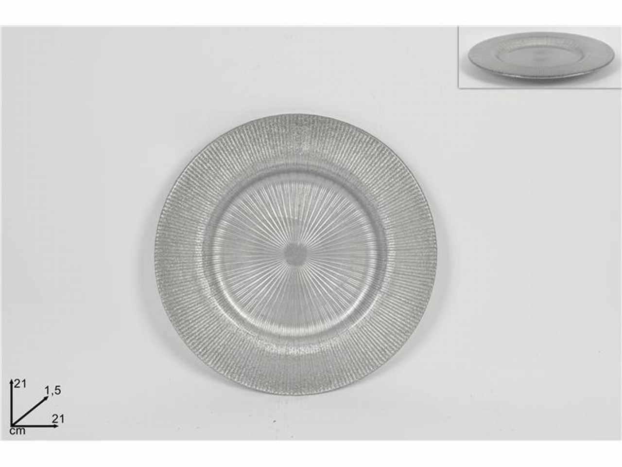 PIATTO VETRO 21CM SILVER CM003369F