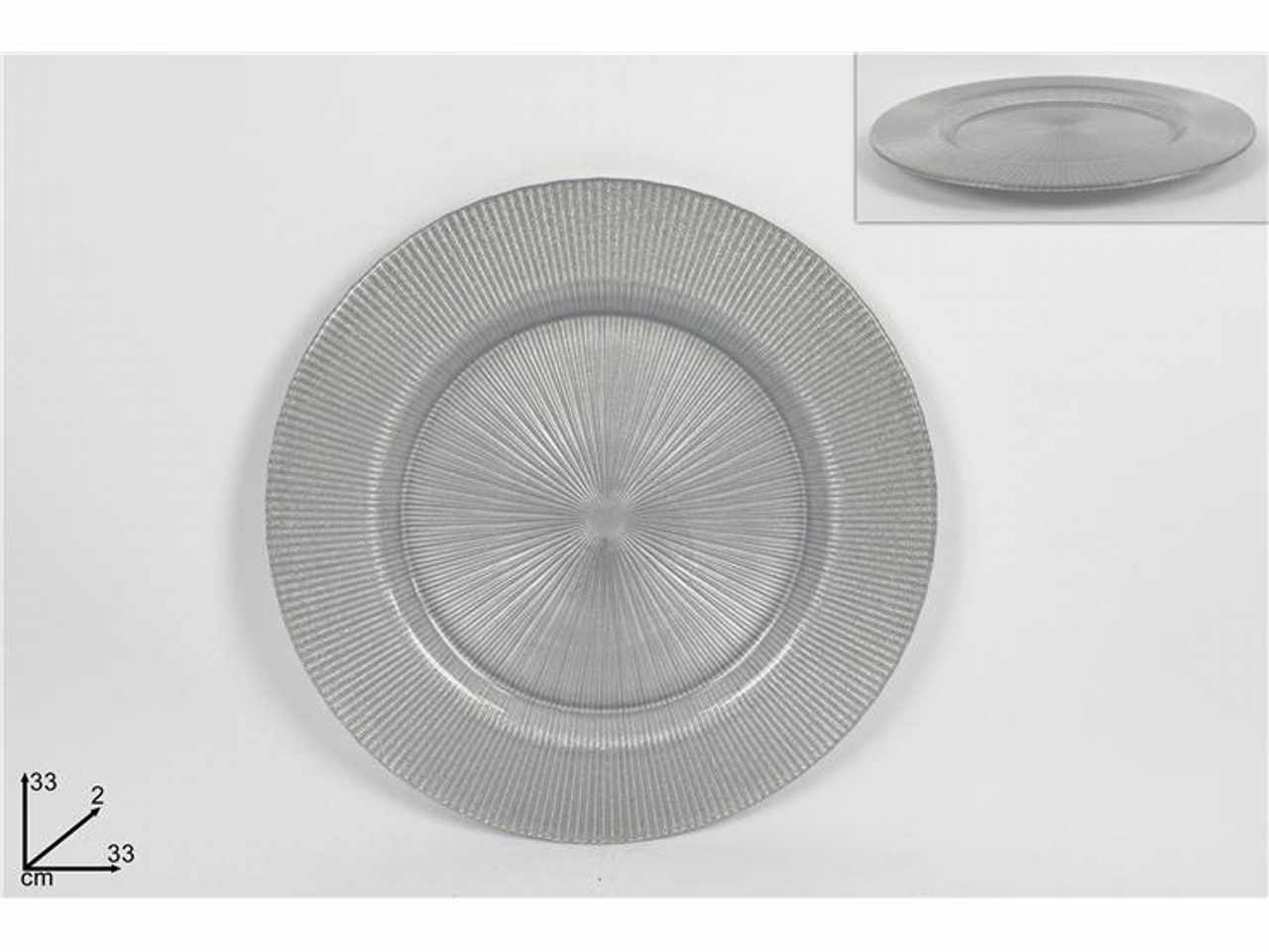 PIATTO VETRO 33CM SILVER CM003369D