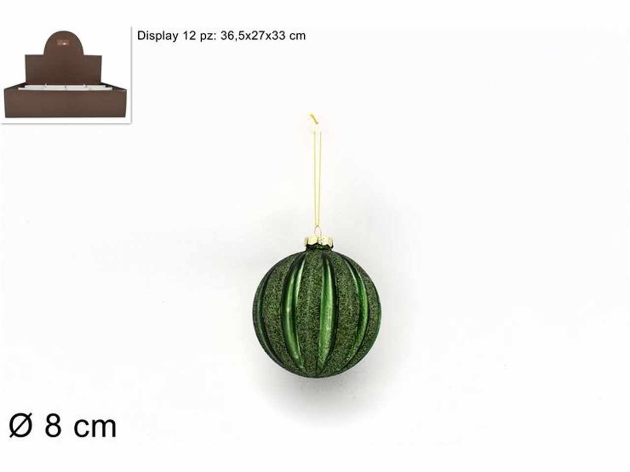 PALLA VETRO D.8CM VERDE CON G CM003333C