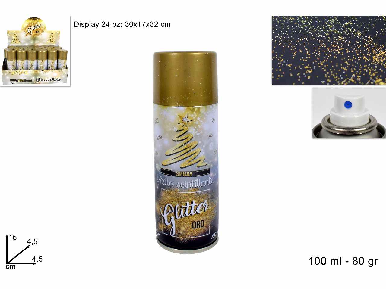 BOMBOLETTA GLITTER ORO PER DECORAZIONI