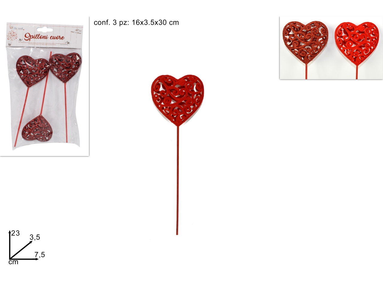 SPILLONI CUORE GLITT.3PZ XSV16000051