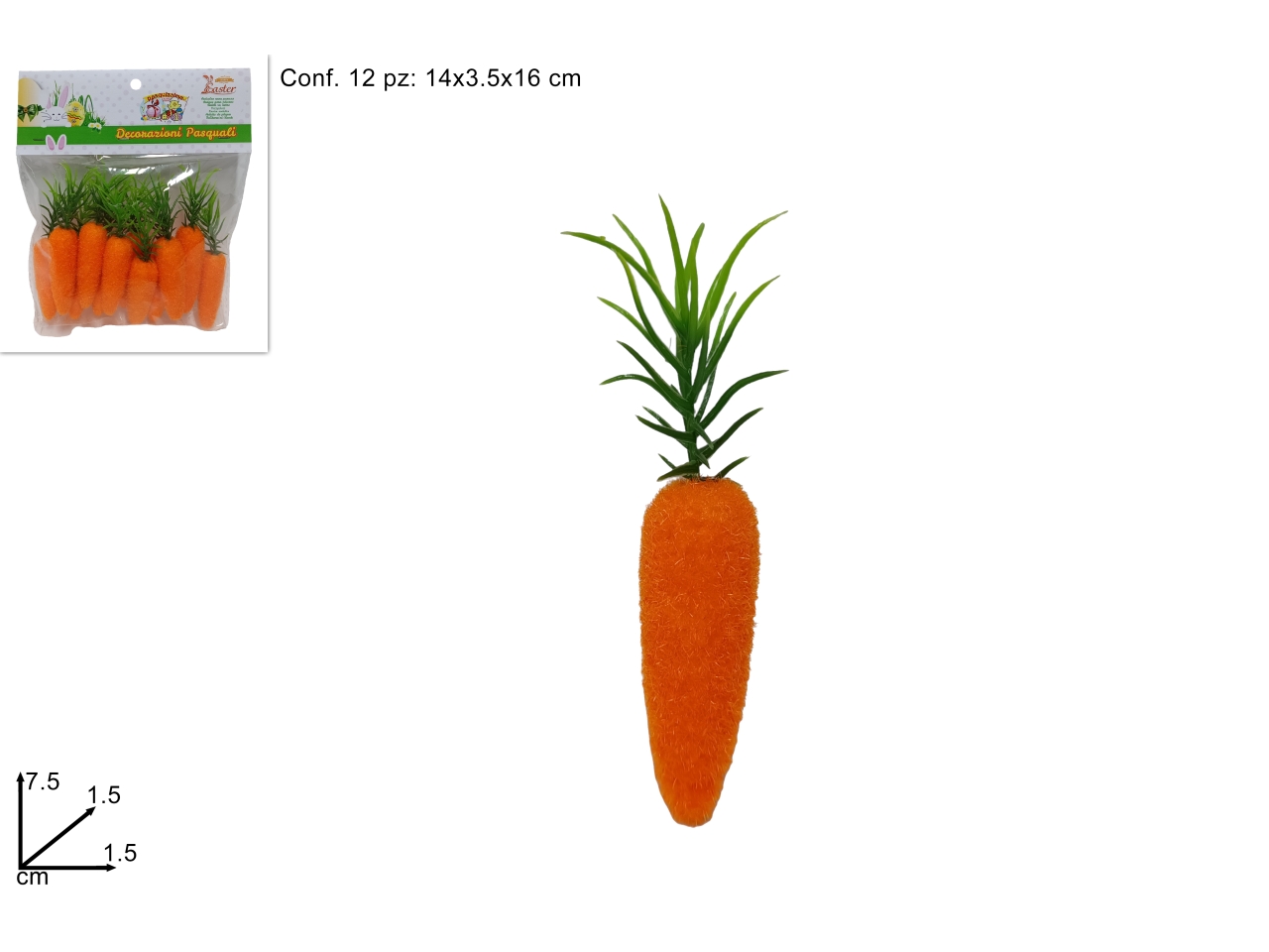 CAROTE FLOCCATE 7,5CM 12 PZ XPA23006721