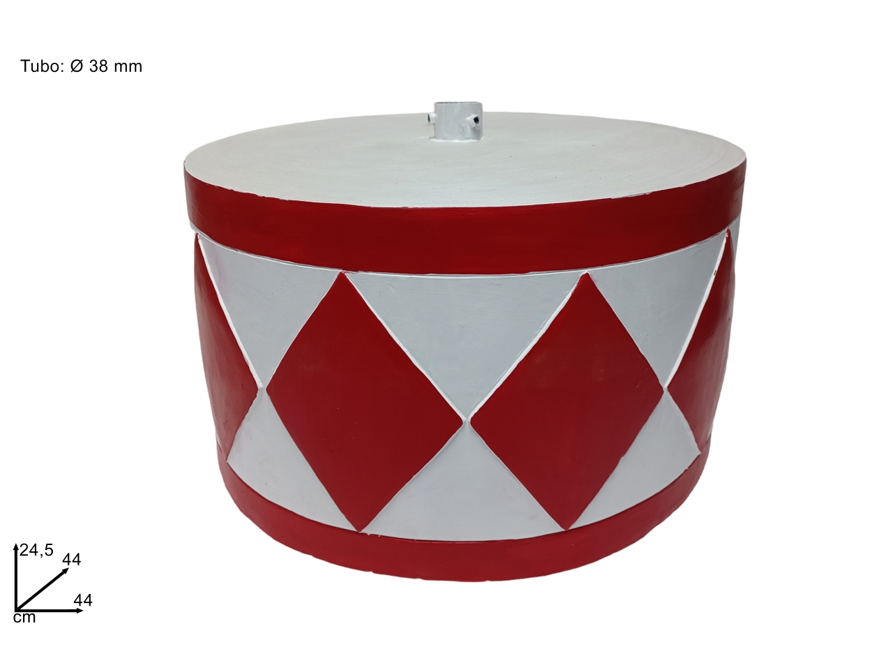 BASE ALBERO TAMBURO 44CM ROSSO/BIANCO