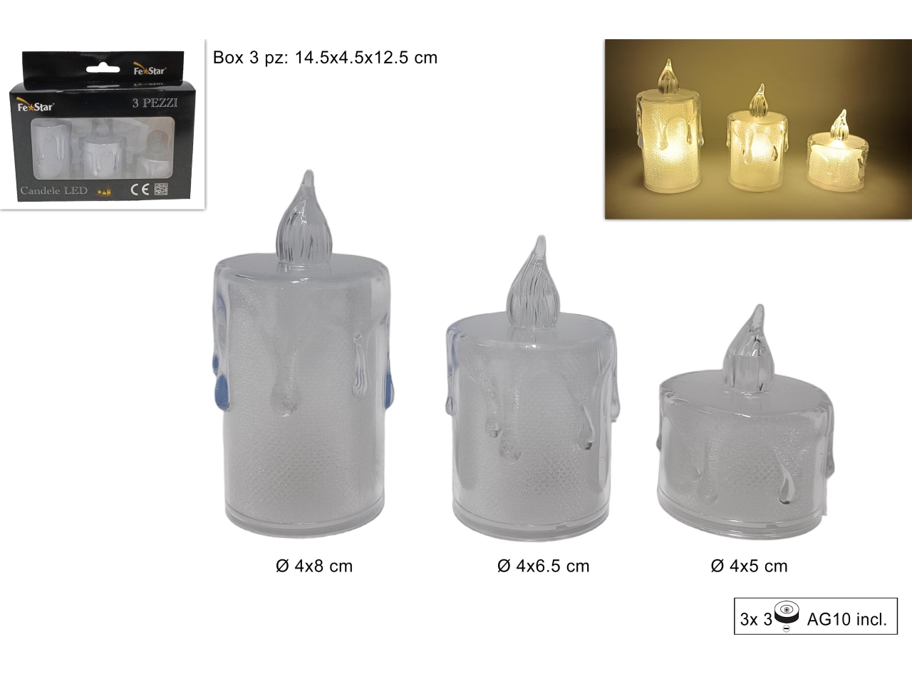 CANDELE LED B.CALDO 3PZ XNA23017171 CANDELE LED B.CALDO 3PZ XNA23017171