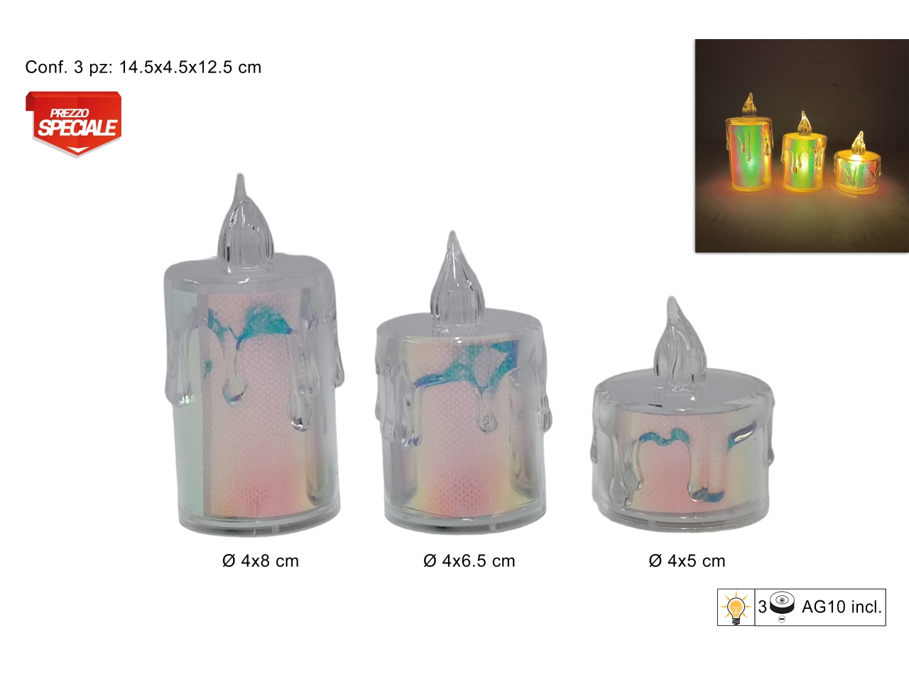 CANDELE LED RAINBOW 3PZ XNA23036911