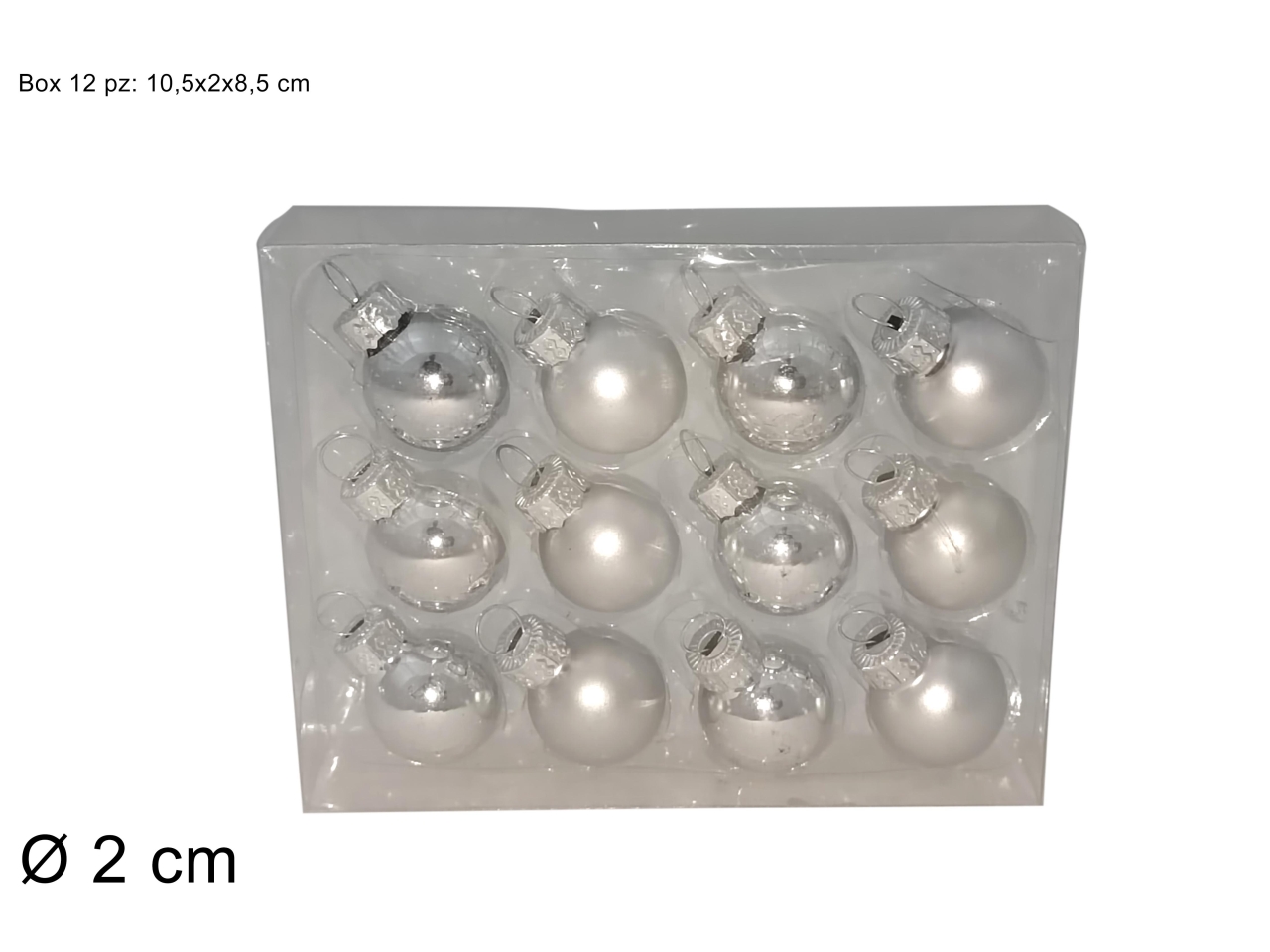 PALLA VETRO 2CM ARGENTO12PZ XNA23069111