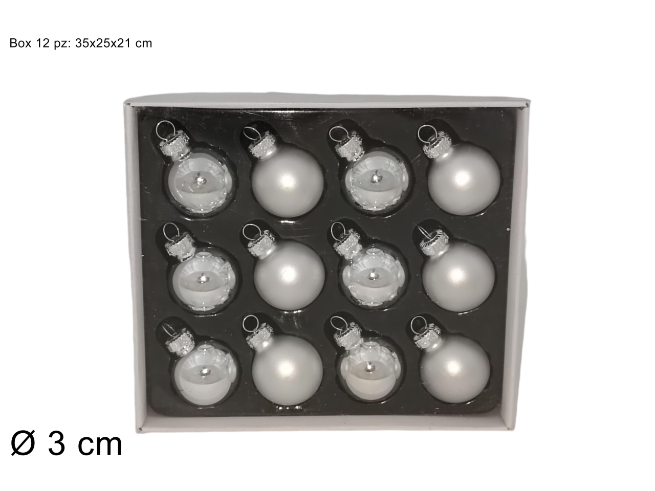PALLA VETRO 3CM ARGENTO12PZ XNA23069021