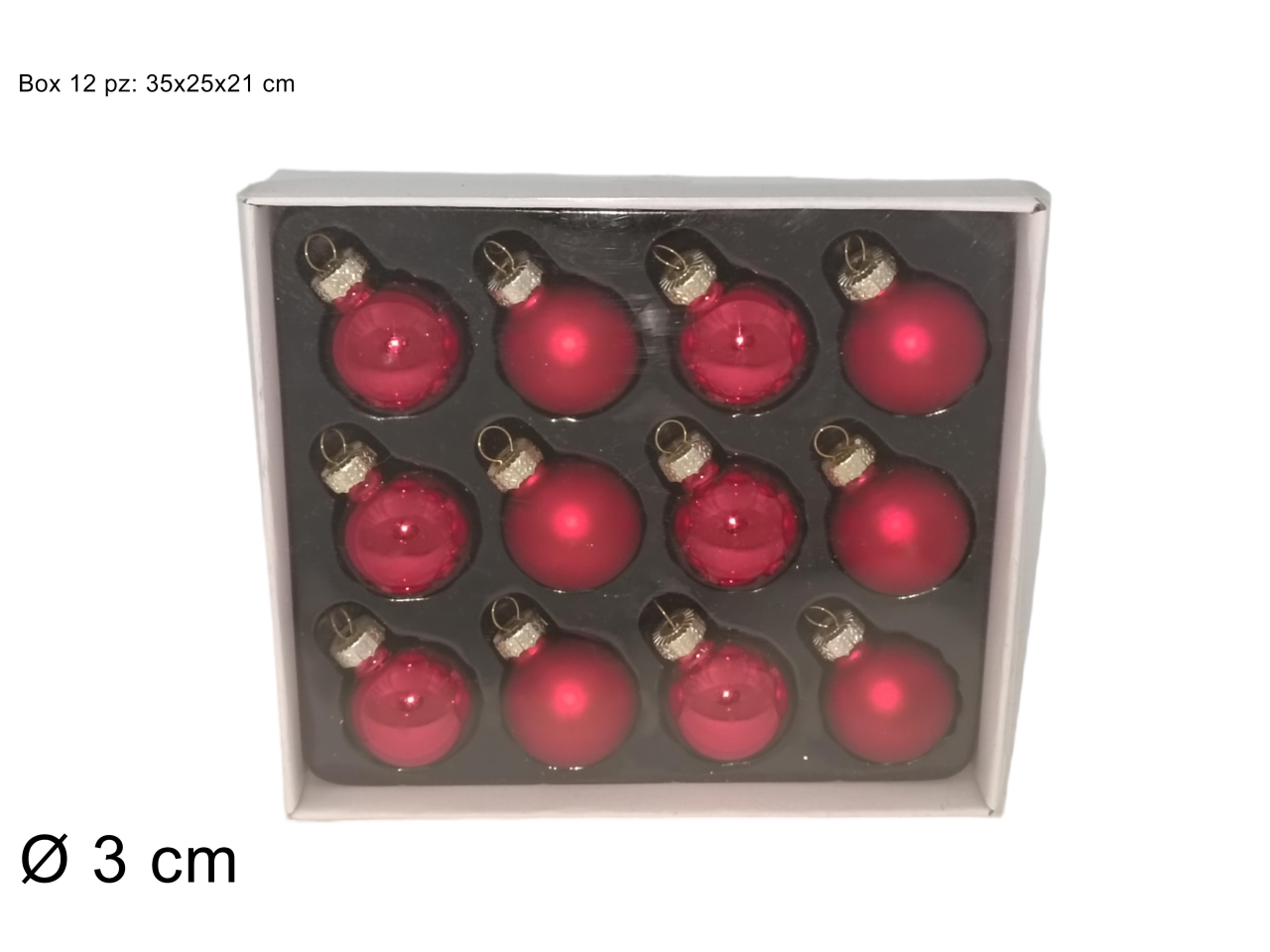 PALLA VETRO 3CM ROSSA 12PZ XNA23068971