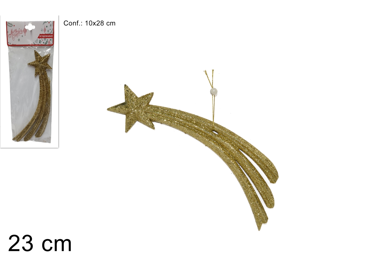 APP.STELLA COMETA CON GLITTER 23CM ORO