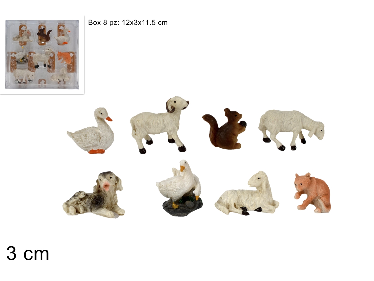 ANIMALI 3CM SET DA 8 SOGGETTI