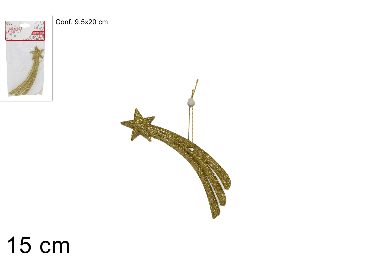 APP.STELLA COMETA CON GLITTER 15CM ORO