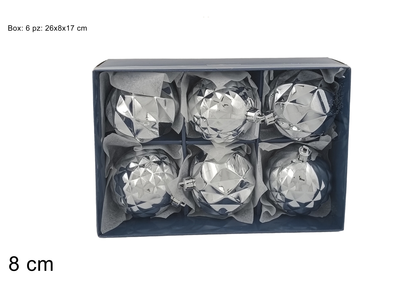 PALLE 8CM 6PZ ARGENTO
