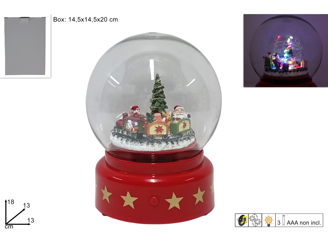 AMPOLLA 13CM C/TRENINO/LUCE/MOV./MUS.
