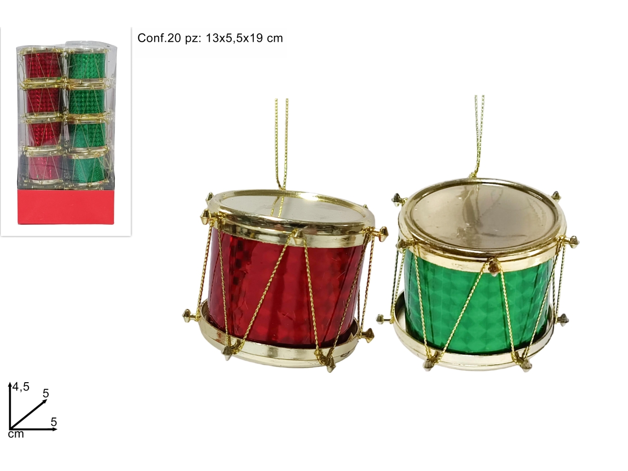 APP.TAMBURI 6CM SET 20PZ ROSSO/VERDE