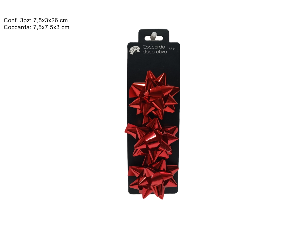 COCCARDE LUCIDE 7,5CM 3PZ ROSSO
