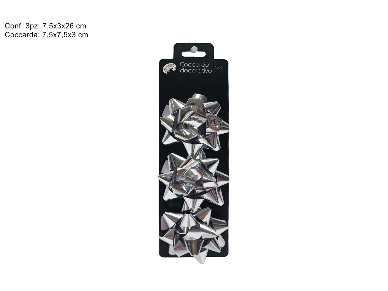 COCCARDE LUCIDE 7,5CM 3PZ ARGENTO